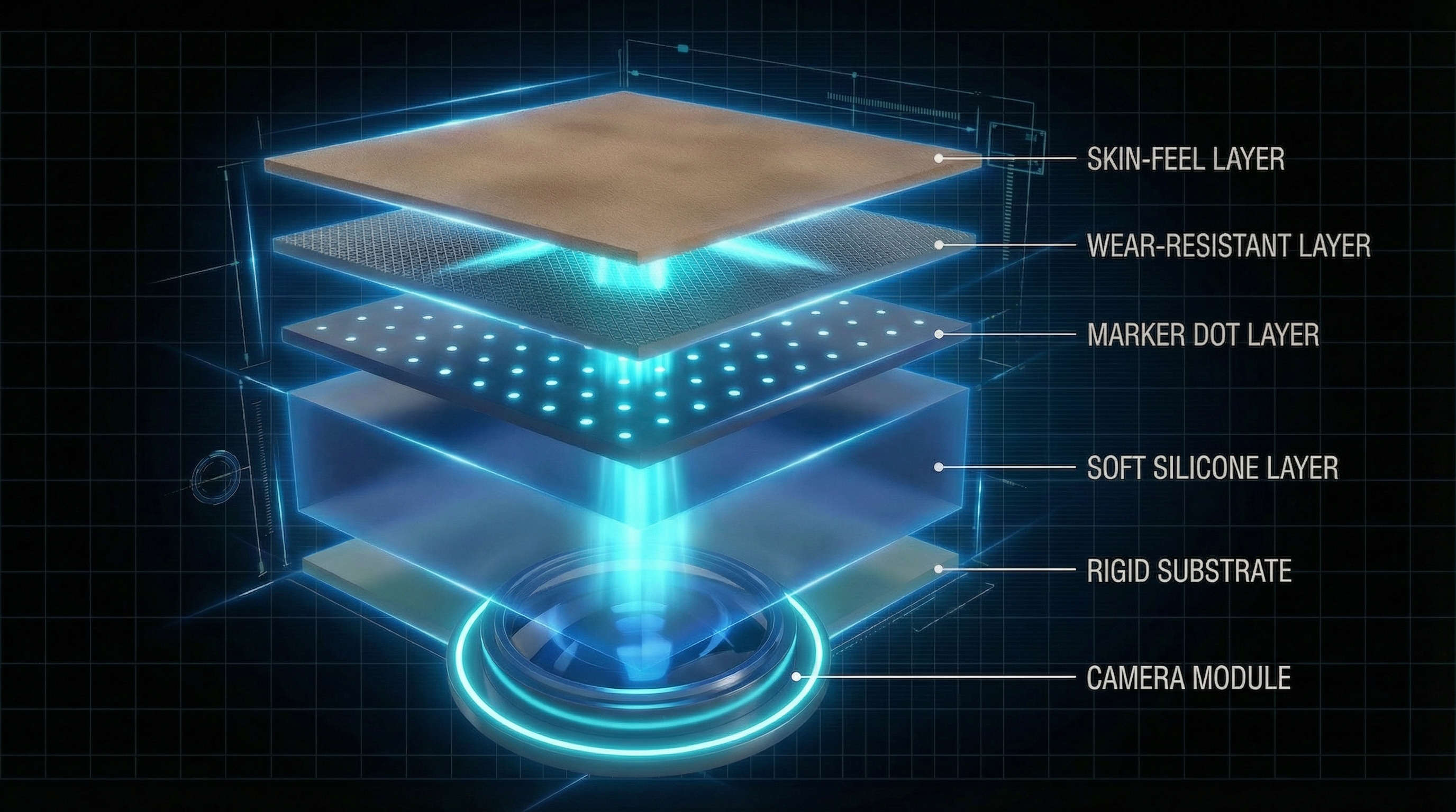 Visuotactile sensor skin structure